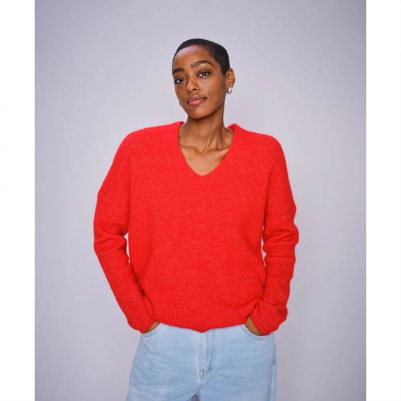Mos Mosh Thora V-neck Knit, Chinese Red